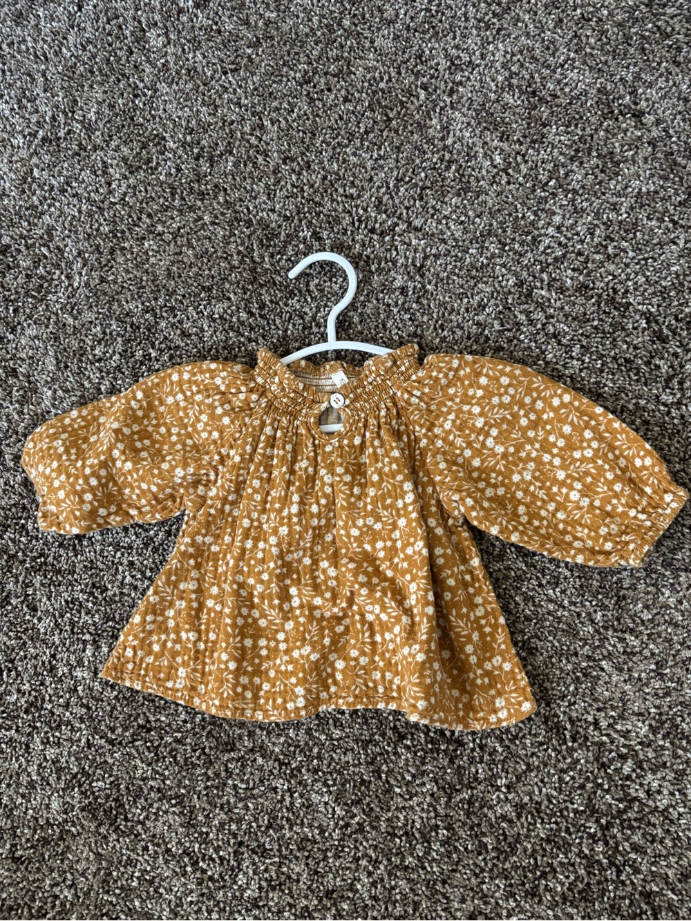 Rylee + Cru Mustard Floral Smocked Peasant Blouse